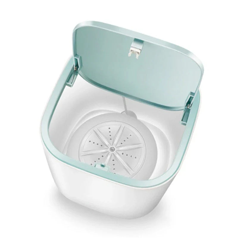 Compact ultrasonic mini washing machine with blue, white, and red colour options