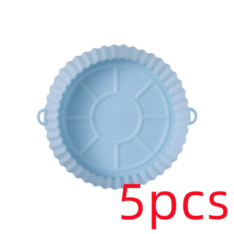 Round silicone baking tray mat for air fryer in various colours