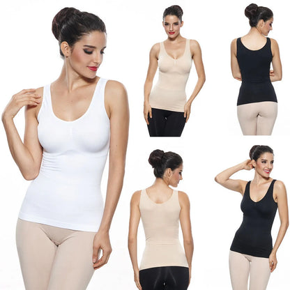 Sculpting Vest and Crop Top Set in Nude, Black, and White shades for a sleek, flattering British style