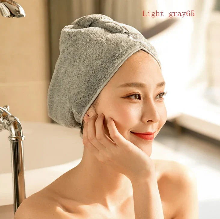 Luxury microfibre hair drying cap with absorbent and quick-drying properties, available in various colours