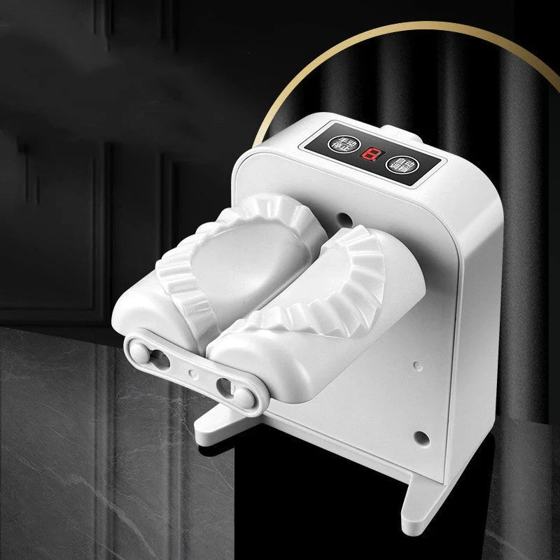 Electric Dumpling Maker Machine in white, compact and efficient for kitchen use