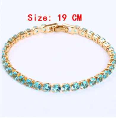 Luxury cubic zirconia tennis bracelet for women and men, available in multiple colours and sizes.