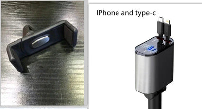 Ultra-Fast 100W Car Charger with Retractable Cable and Adjustable Connector for Rapid Smartphone, Tablet, and Laptop Charging
