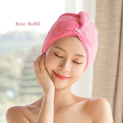 Luxury microfibre hair drying cap with absorbent and quick-drying properties, available in various colours