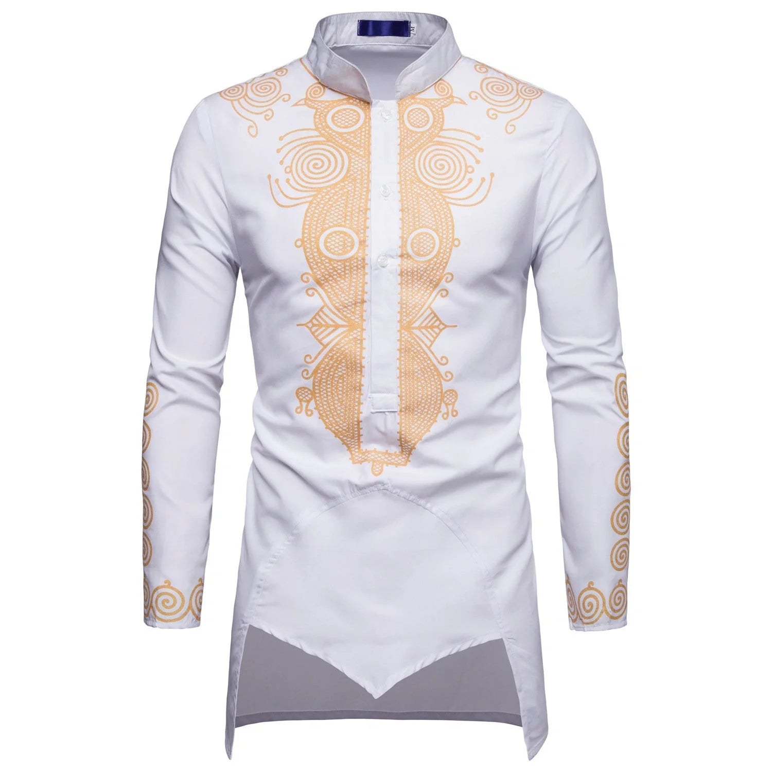 Men's African-inspired long sleeve hoodie in cotton blend available in white, black, and wine red