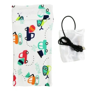 USB-powered baby bottle warmer and insulated travel bag for keeping milk warm on the go
