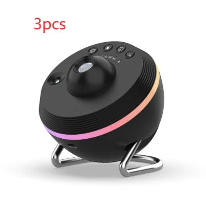 A dynamic galaxy projector that transforms any space into a captivating celestial display with 13 stunning film effects, motorized rotation, and adjustable color modes.