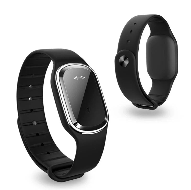 Ultrasonic mosquito repellent bracelet with sleek, waterproof design for outdoor activities