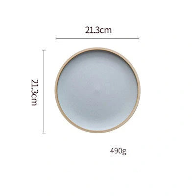 Pure Colour Matte Ceramic Plate Set with sesame point glaze in pink, grey, white, and blue