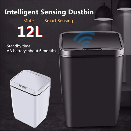 Infrared sensor smart trash bin in black, white, and LJT-02 colours