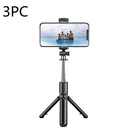 Adjustable Bluetooth selfie stick with remote control and tripod for iPhone, ideal for capturing full-body and hands-free mobile photos