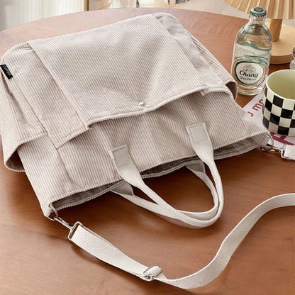 Stylish thick corduroy shoulder bag in various colors for daily commute