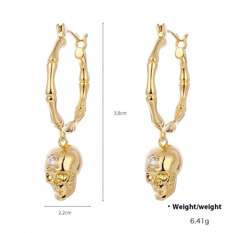 Original Punk Skull Pendant Earrings with zircon accents, available in three unique styles.