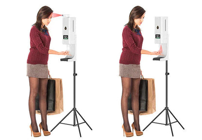 Premium disinfection soap dispenser with temperature monitoring - accurately measures body temperature and provides automatic hand sanitiser dispension for comprehensive hygiene solution