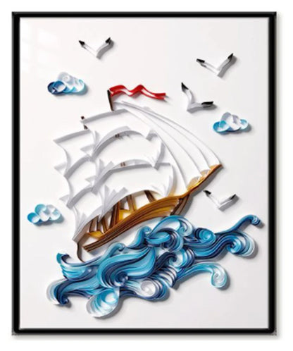 Handmade quilted paper painting craft kit with custom designs and tools included