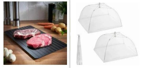 Rapid aluminium defrosting tray for quickly thawing frozen meats, seafood, and other frozen foods