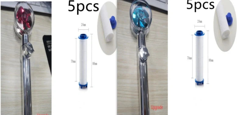 Turbo Propeller Shower Head in various colours with 360-degree fan extension