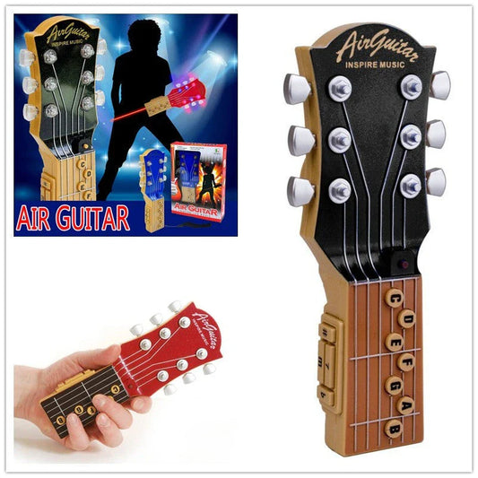 Innovative infrared guitar with chord selection buttons, adjustment controls, and tilt sensor for effortless string-free musical expression