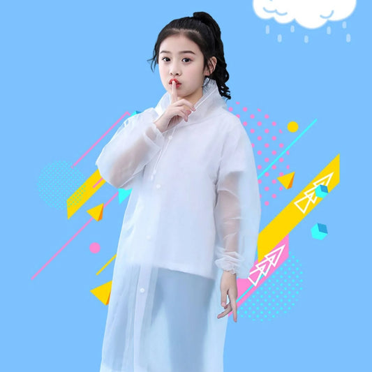 Transparent, lightweight, and compact children's poncho in vibrant colours for outdoor activities and wet weather protection