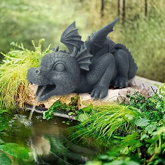 Charming resin dinosaur fountain ornament with flowing water feature for home and garden decoration
