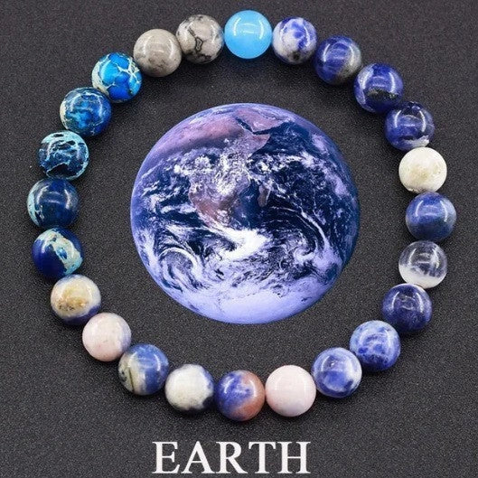 Matte 10mm stone beads couples bracelet in various planet-inspired colours