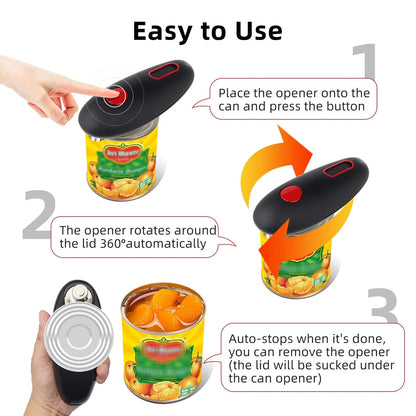 Electric can opener with automatic bottle opener function in black
