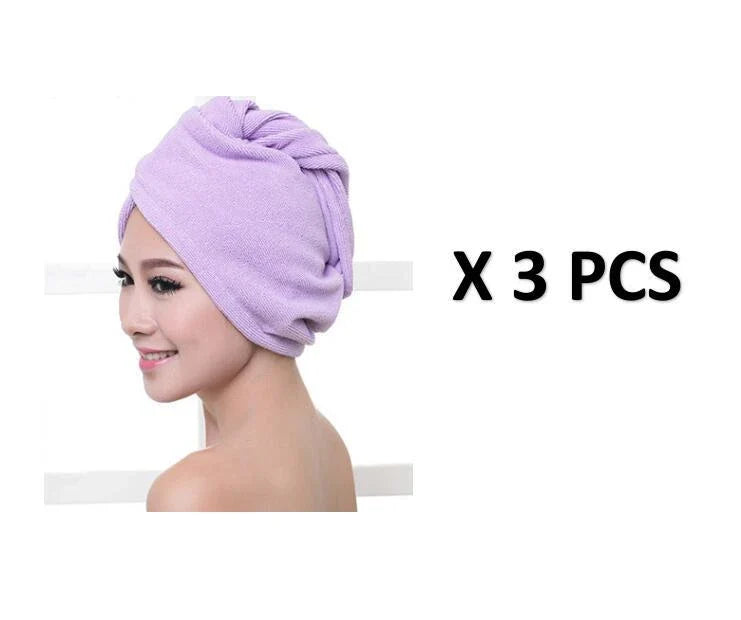 Luxury microfibre hair drying cap with absorbent and quick-drying properties, available in various colours