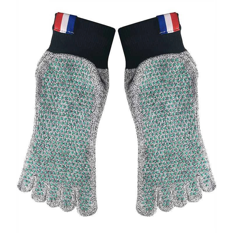 Beach anti-slip socks with five-toe design and silica gel soles for outdoor activities