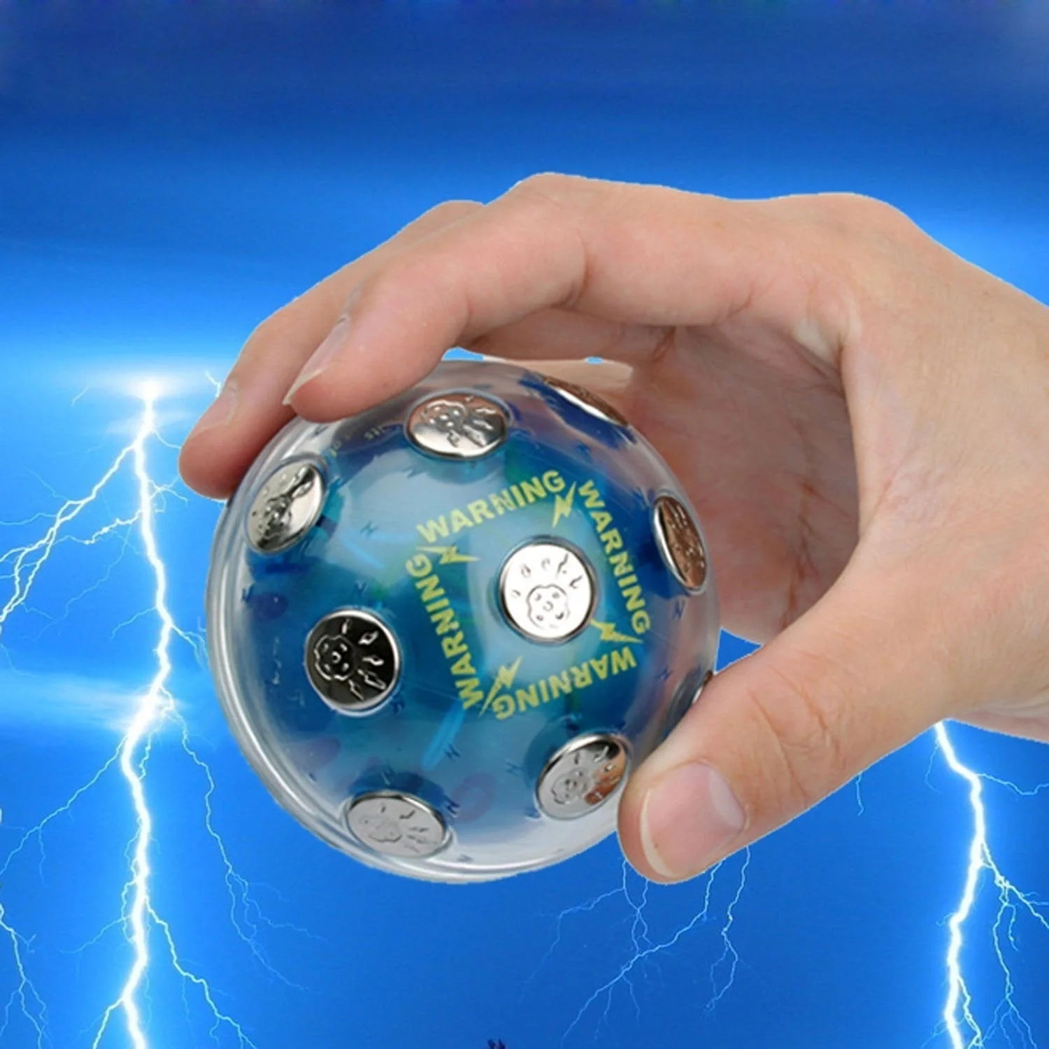 Mini Electric Shocking Ball in blue - safe prank toy for teenagers