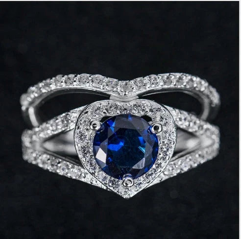 Elegant heart-shaped diamond plated ring with premium 18k platinum finish and durable alloy construction