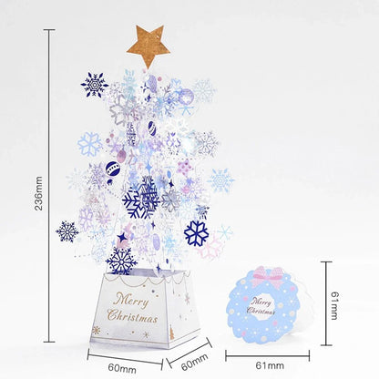 Enchanting 3D Christmas tree pop-up card with sparkling snowflake sequins, versatile for holiday and birthday celebrations