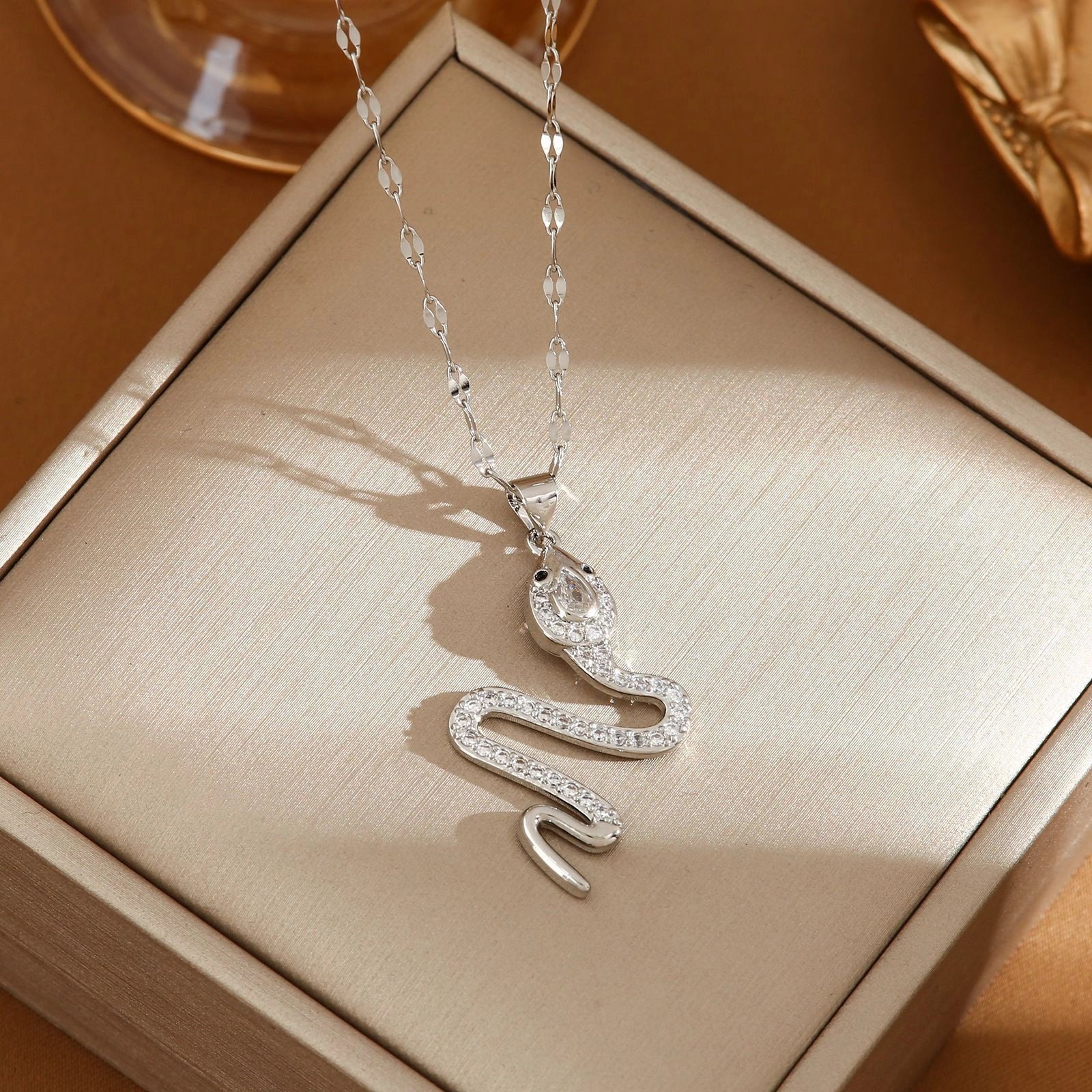 Elegant rhinestone snake necklace for women, perfect for winter fashion