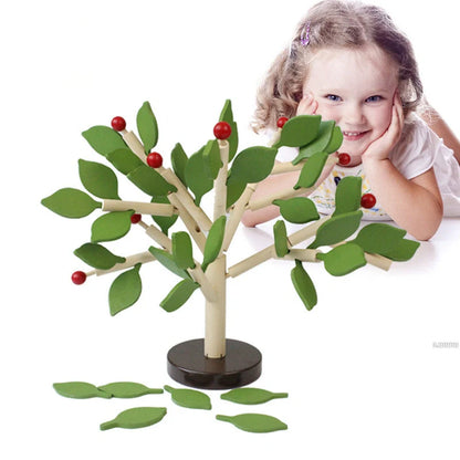 Building Block Leaf Tree: Children's DIY handmade 3D intelligence toy in natural wood
