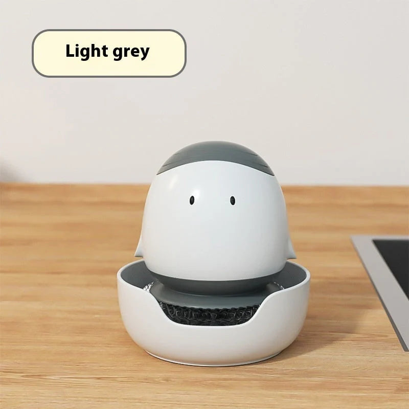 Automatic liquid filling dishwashing brush with cute chicken design and replaceable head