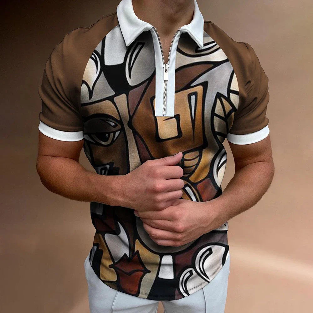 Premium Men's Striped Polo T-Shirt with Short Sleeves and Tailored Fit