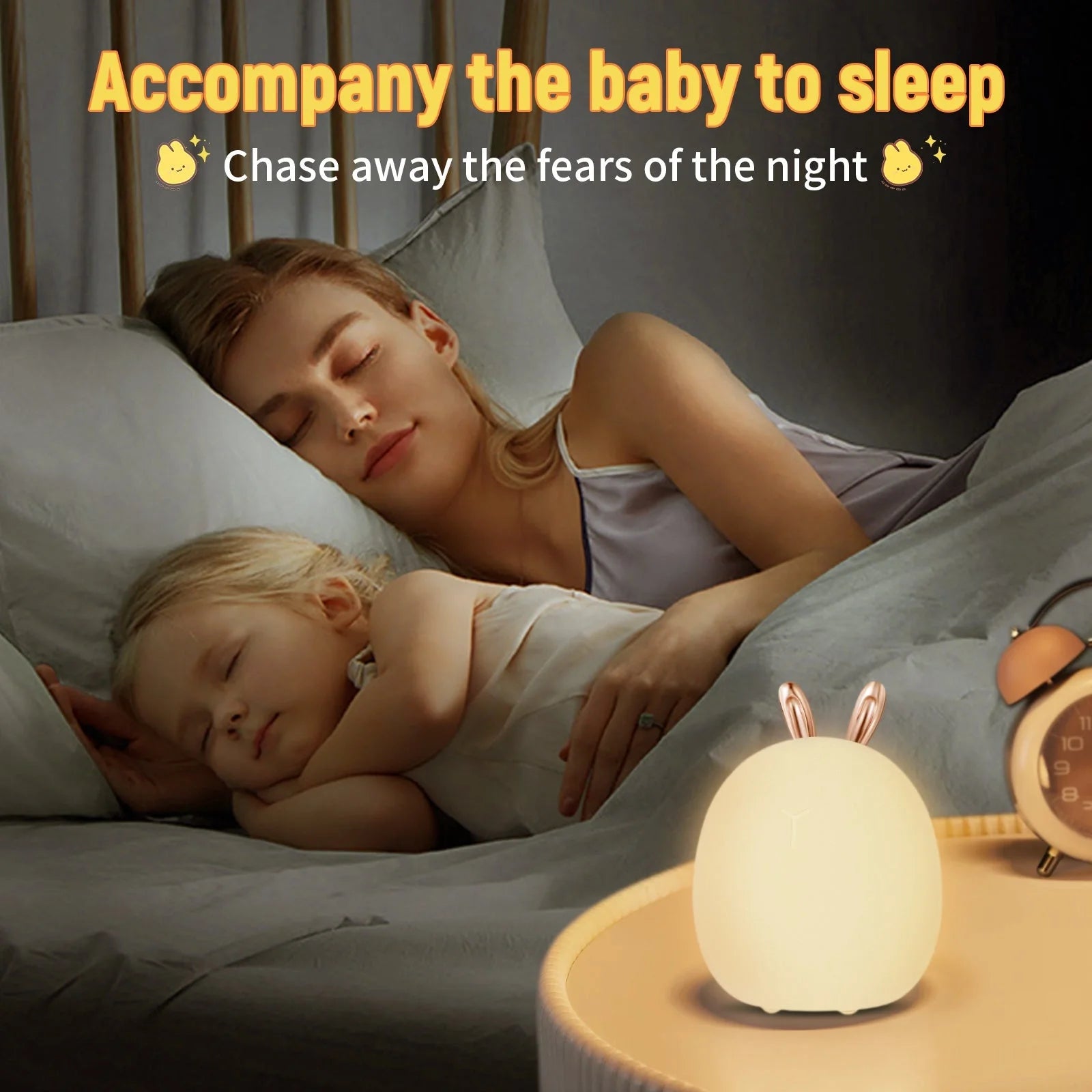 Adjustable silicone night light for baby feeding with deer and rabbit designs