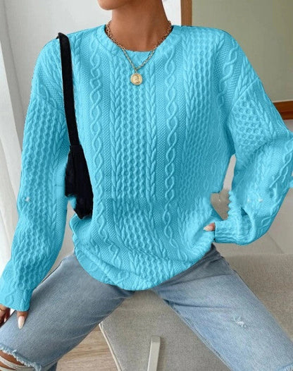 Cosy and stylish women's oversized jacquard hoodie in black, white, and blue colours
