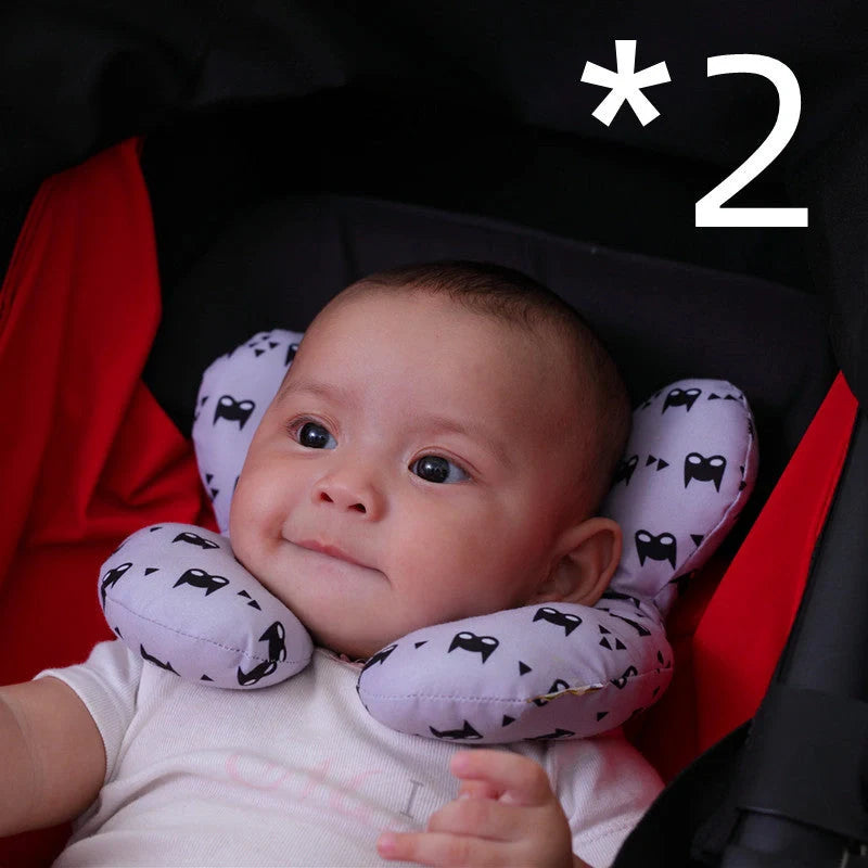 U-shaped baby head support pillow in pure cotton for car safety seats