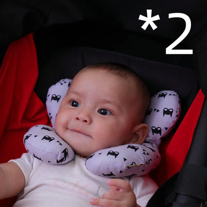 U-shaped baby head support pillow in pure cotton for car safety seats