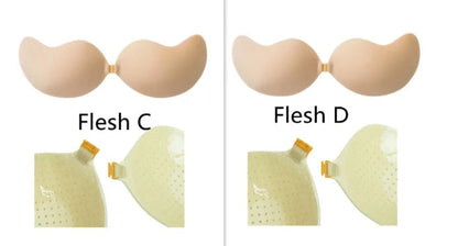 Lala Goddess Mango Cup deep V invisible bra in black and flesh colors