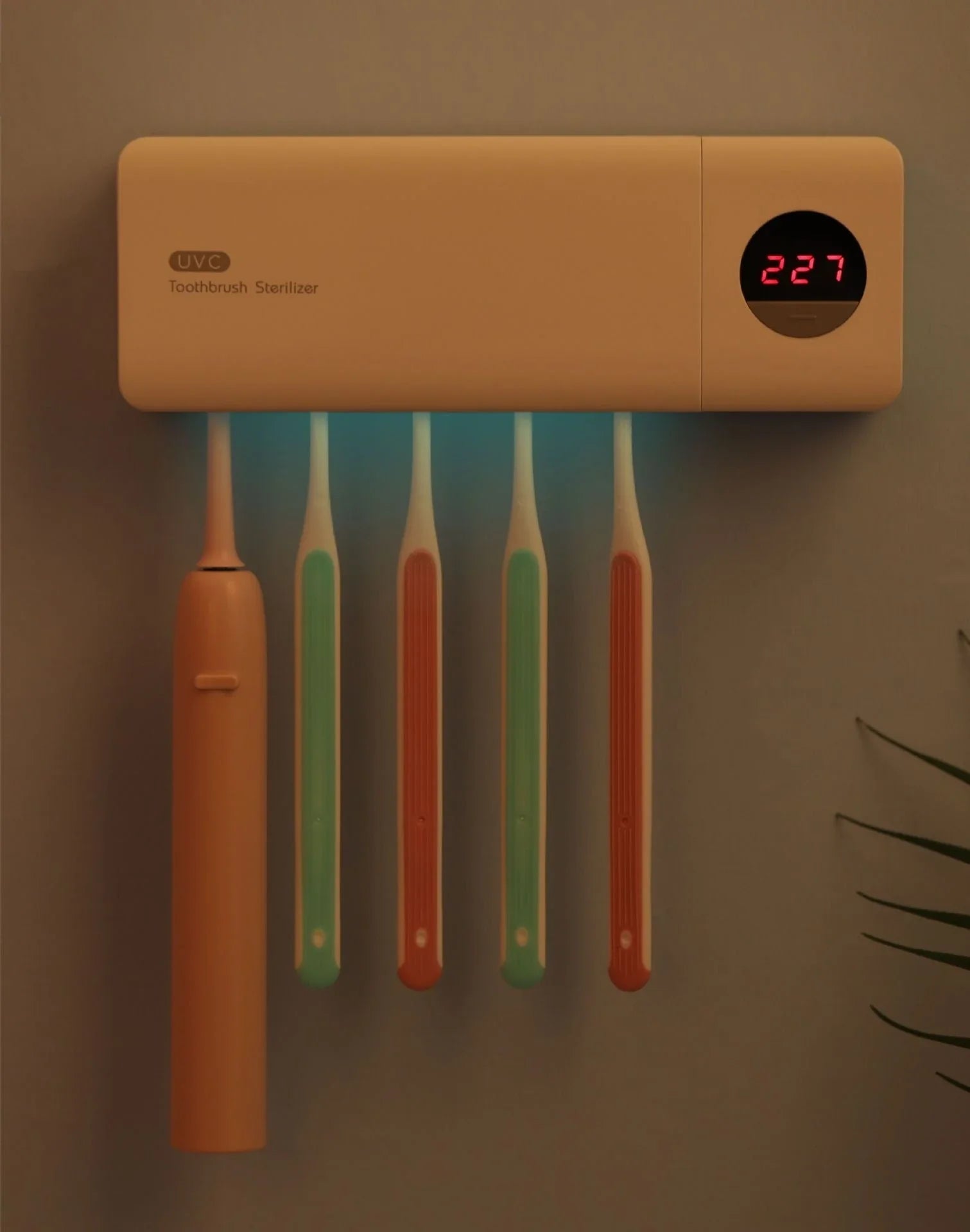 Rechargeable UV Toothbrush Sanitizer in multiple color options, featuring a sleek and compact design for home and travel use