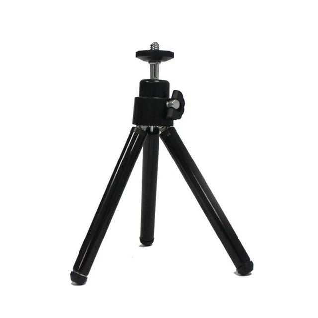 Flexible mini tripod stand for digital cameras and camcorders, with 360-degree swivel and 90-degree tilt for versatile positioning
