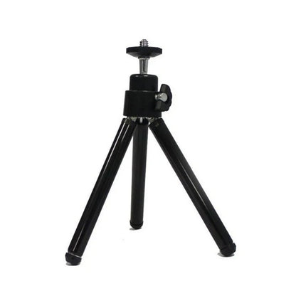 Flexible mini tripod stand for digital cameras and camcorders, with 360-degree swivel and 90-degree tilt for versatile positioning