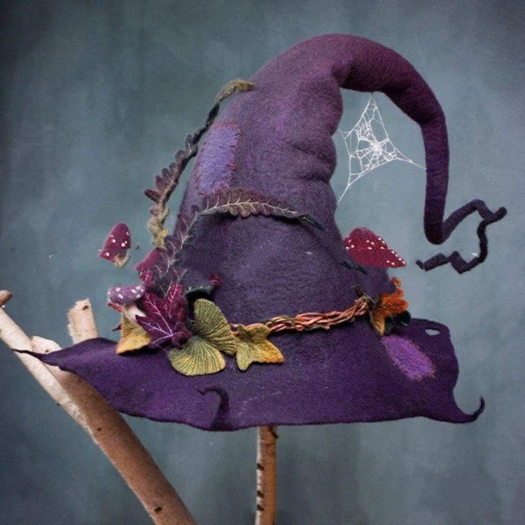 Handmade wool felt witch hat in various colours for Halloween and cosplay