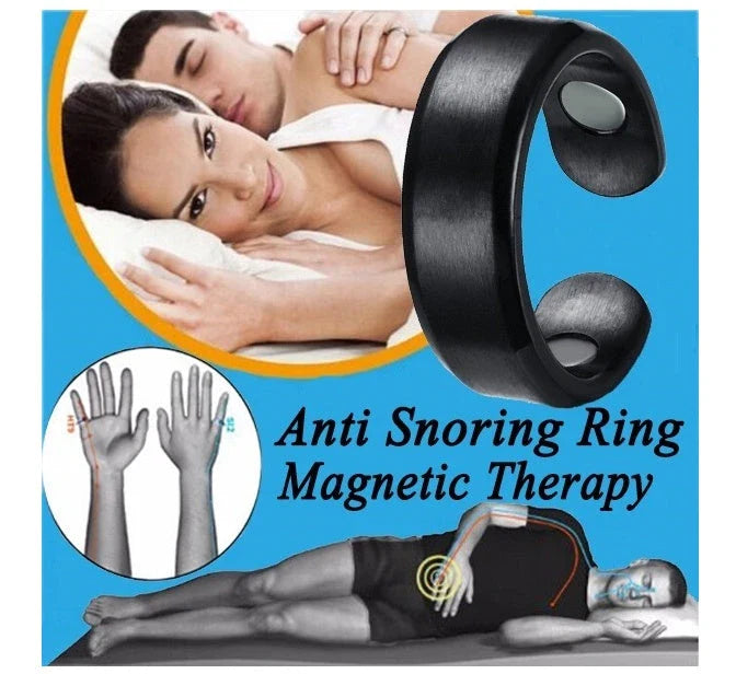 Adjustable Magnetic Therapy Ring in various colors and styles, designed to relieve snoring, improve sleep, and promote lymphatic drainage