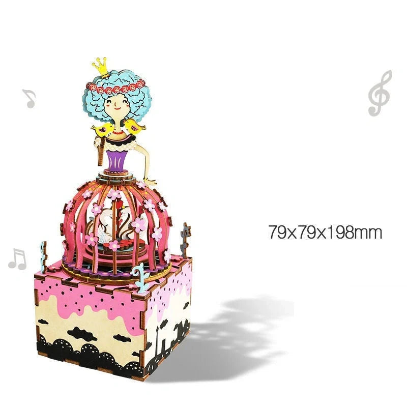 DIY 3D Kitty Ballet Wooden Puzzle and Music Box Toy, ready for assembly