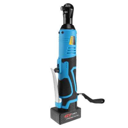High-powered cordless electric ratchet wrench with 90 N·m of torque and 260 RPM speed, suitable for scaffolding, automotive, and mechanical maintenance tasks