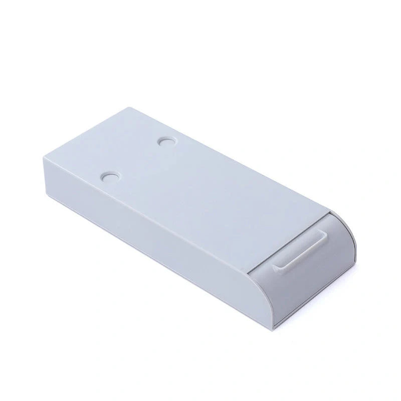 Stackable hidden office drawer organizer under desk in white and grey