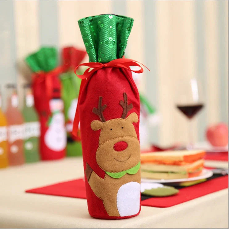 Festive Christmas wine bottle socks in vibrant colours, 14cm x 31cm