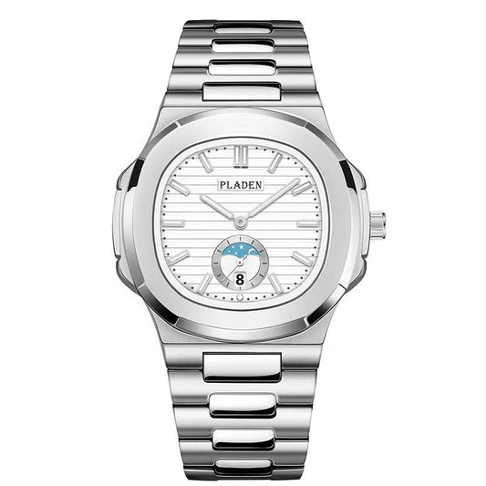 Premium Waterproof Quartz Watch with stainless steel case, mineral glass face, and quartz movement for reliable timekeeping